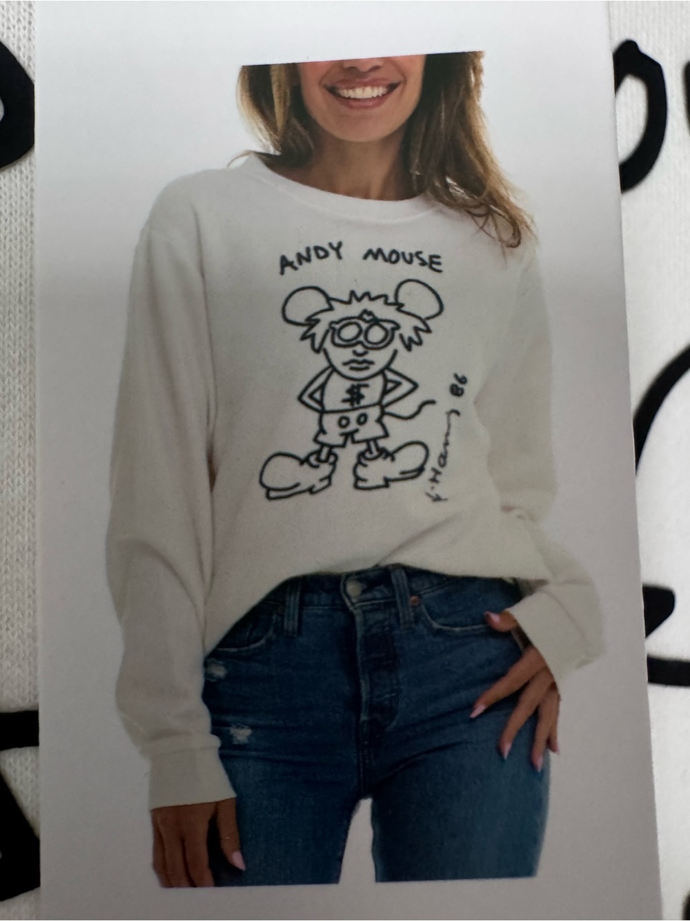 Andy Mouse Crewneck Sweater - White